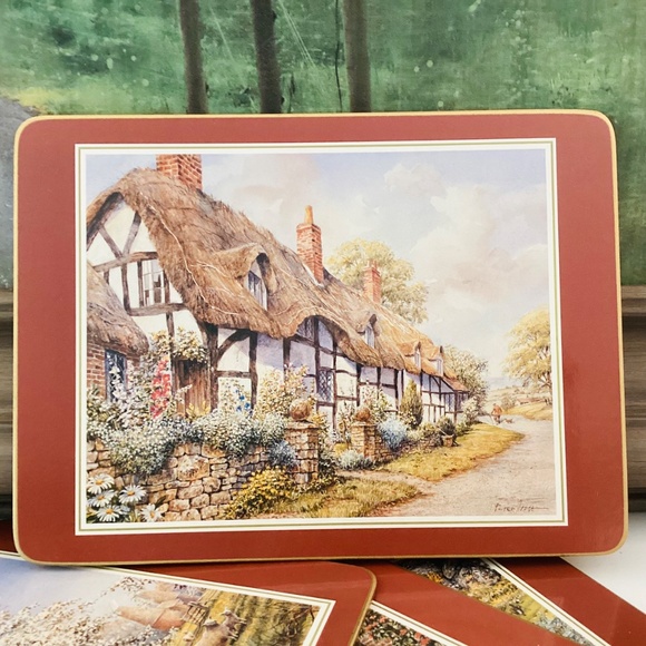Vintage Cloverleaf Traditional Table Mats Cottages Set Of 6 England Cottagecore - Picture 12 of 15